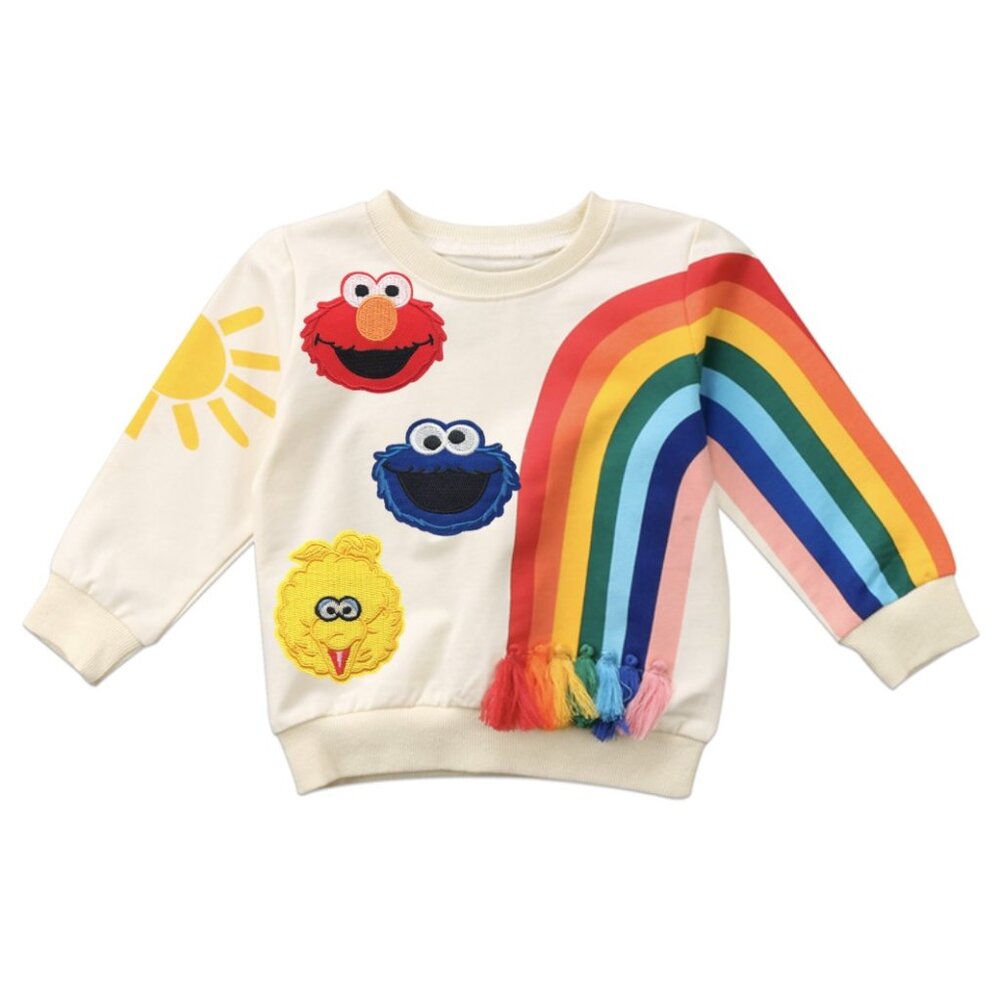 Cookie Monster Sweater Long Sleeve Pullover Top Sweatshirt Sesame Street Sweater